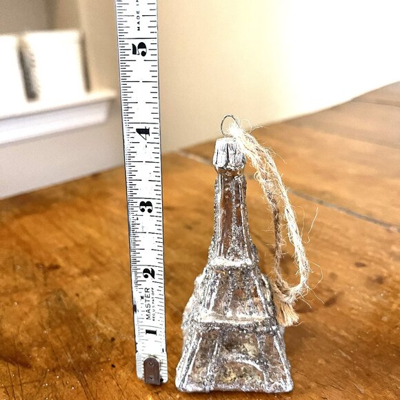 Handblown Eiffel Tower Glass Sparkle Christmas Ornament 4" - Picture 2 of 2